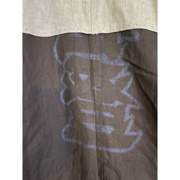 Traditional Japanese Happi Coat Kanji Print Striped Open Front Size Fits L-XL - Picture 8 of 16